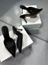BURN Saten Siyah Taşlı Stiletto Terlik